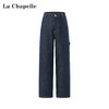 天猫同步【磨毛工装风牛仔】拉夏贝尔/La Chapelle高腰后松紧大口袋显瘦百搭直筒阔腿裤 商品缩略图4