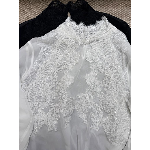 芭蕾美学 双层蕾丝拼接 半高领乔其真丝衬衫 仙气十足 它只负责美美的！ 商品图7