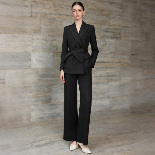 IWY/高级感黑色羊毛西装套装收腰职业装通勤气质商务正装两件套WCP376 商品图1