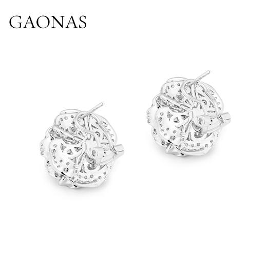 GAONAS  白月光 时尚玫瑰设计白耳钉11658EW 商品图2