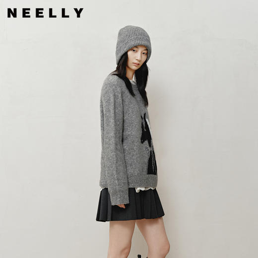 NEELLY纳俪商场同款冬新款时尚卡通趣味圆领针织衫女软糯休闲毛衣N25121A01165 商品图0