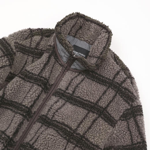 ROMI STUDIO“复古氛围”格纹羊毛针织两面穿摇粒绒外套RWCSWY7341 商品图3