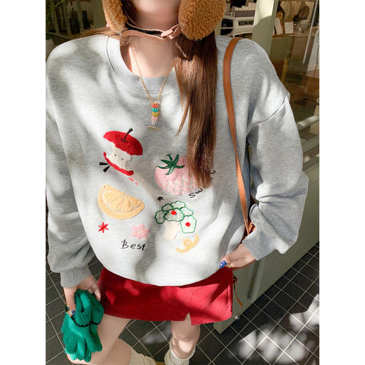 <曾小咸推荐>现货秒杀 ！微信超特价！韩系刺绣加绒卫衣 日常199.99 立减110 秒杀89.99！！ 商品图4