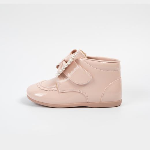 春节不打烊-西班牙LITTLE WINKAA珍珠蝴蝶结粉色公主风加绒女宝冬款亮面皮靴 商品图5