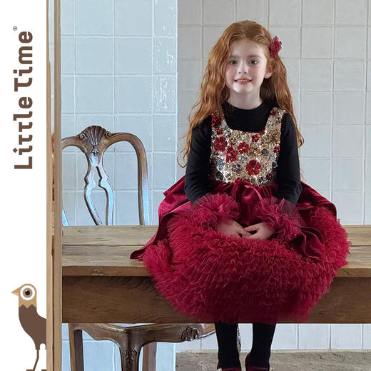 littletime女童连衣裙2025秋冬新款圣诞新年韩版加绒保暖公主裙 商品图2