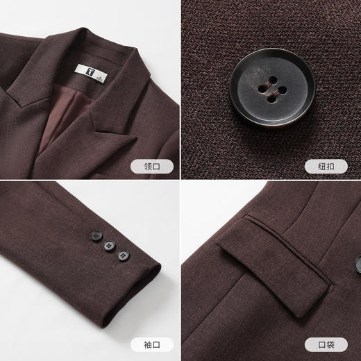 IWY/轻奢极简风西装套装女秋冬勃艮第红双排扣职业装通勤气质WCPV332 商品图4