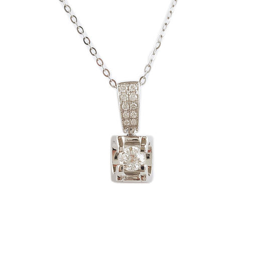 老庙AU750白金经典时尚0.149克拉钻石吊坠项链 链长：45CM（长度可调节）301225AK12 商品图0