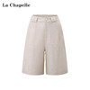天猫同步【亚麻+莱赛尔】拉夏贝尔/La Chapelle单扣宽裤袢短裤都市通勤休闲短裤高腰直筒显瘦5分裤 商品缩略图0
