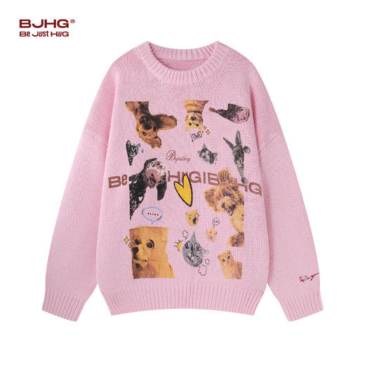 BJHG不计后果动物毛衣男款秋冬季新款宽松慵懒感加绒打底针织衫女 商品图1