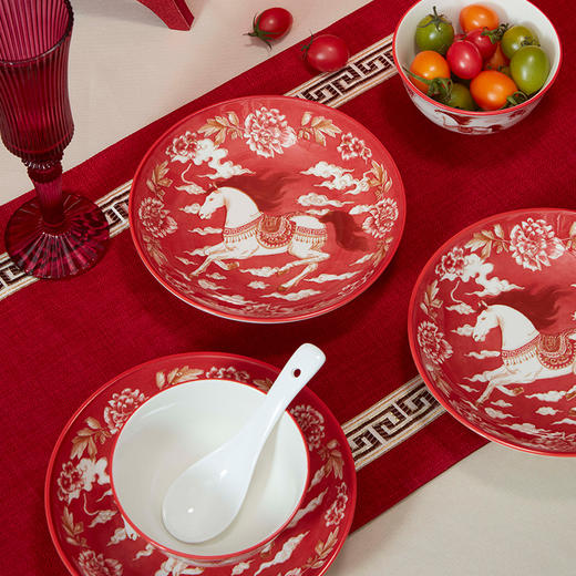 热卖！马年开运餐具！【星*克合作品牌】共禾京品 祥骏呈瑞新年餐具套装 新年换新碗 餐盘/小碗 精美礼盒包装 12件组/16件组 商品图3