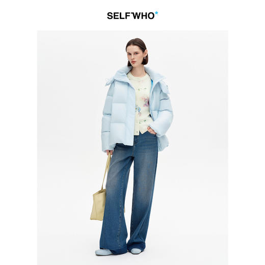 SELFWHO100%羊毛绿绒蒿印花针织开衫女2026春季新款修身毛衣外套 商品图3