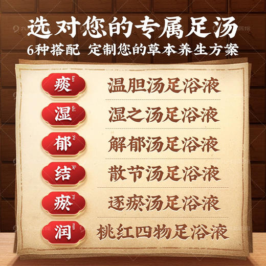 【6种本草足浴液】湿之汤/散结汤/温胆汤/解郁汤/桃红四物汤/ 逐瘀汤 40ml*7袋中药泡脚药包免煮速溶无渣泡脚包四季泡脚【新老包装随机发】 商品图1