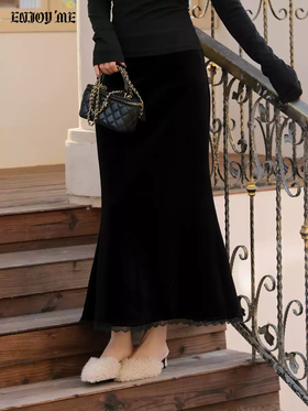 【门店同款】ENJOY冬季“烟火漫春”丝绒细花边半裙 168897739