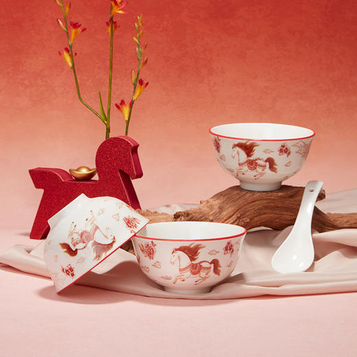 热卖！马年开运餐具！【星*克合作品牌】共禾京品 祥骏呈瑞新年餐具套装 新年换新碗 餐盘/小碗 精美礼盒包装 12件组/16件组 商品图7