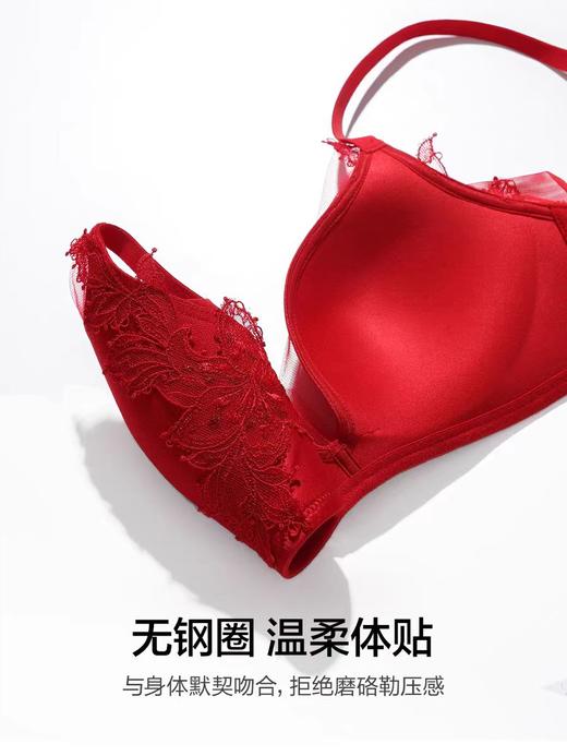 【Aimer爱慕】B4F |爱慕25秋冬日照金山开运红3/4无钢圈中厚模杯聚拢文胸AM17B641 商品图4