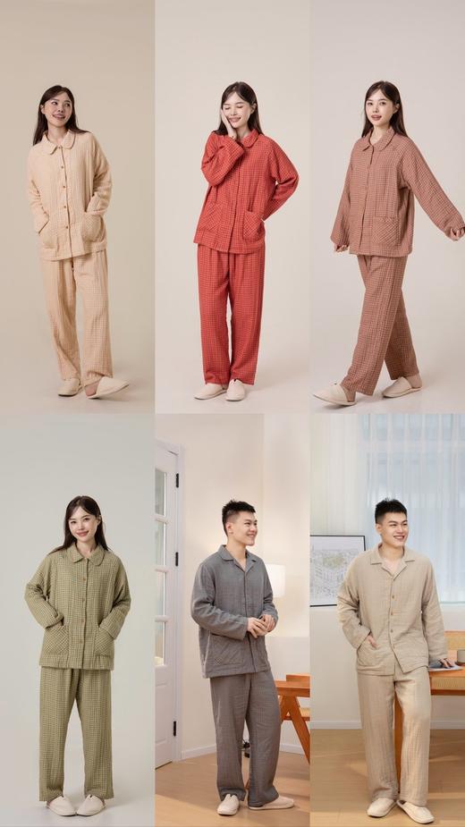 2月11日停运~最新升级四层纱柔软情侣睡衣 越洗越软 柔软亲肤 透气舒适 男女居家睡眠套装 商品图7