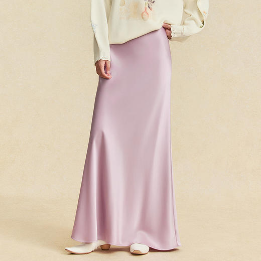 【林栖设计小店】紫烟鎏光|醋酸双面缎鱼尾垂感轻奢优雅2026春新款半身裙1961141 商品图0