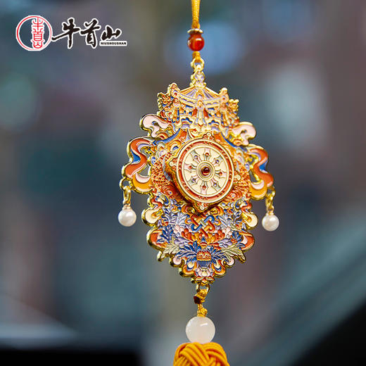 牛首山文创牛首福佑八吉祥车挂精致复古吉祥车载挂饰金色中式风格 商品图1