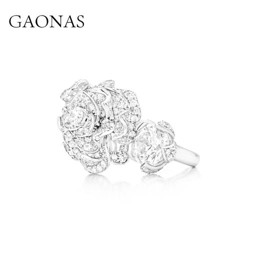 GAONAS  白月光 时尚玫瑰设计白开口戒11657JW 商品图2