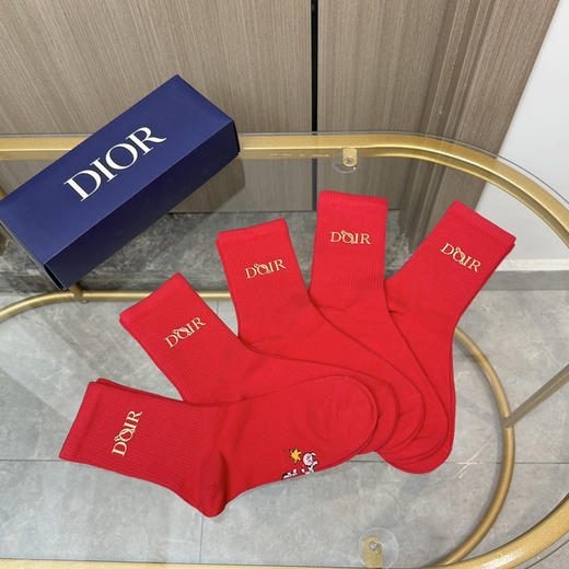 秋冬特惠💰140【一盒五双】迪家袜子 红红火火过年袜 专柜同款字母烫金中长款袜子！ 商品图3