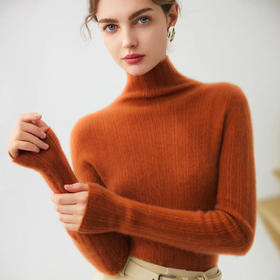 「高货rig」全新升级【铂金会员330/天猫449/差价119】(13215)洛诗琳一线成衣细抽条羊绒衫2025秋冬修身高领针织毛衣女