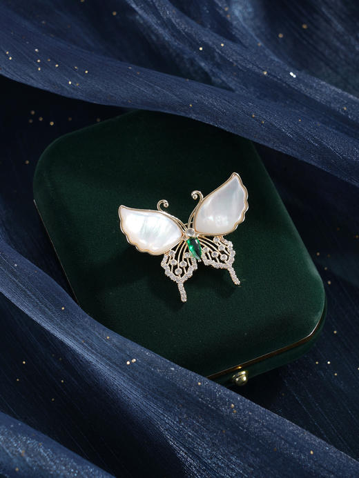 子佩集【蝴蝶之夏】珍珠惜王妃胸针【ZXXZ002】镀金白贝母2601 商品图2