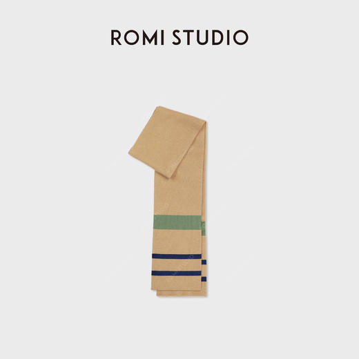 ROMI STUDIO"冬日和煦"羊绒羊毛混纺撞色条纹围巾围脖 RWDSPT1616 商品图1