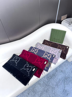 秋冬特惠💰260 古驰围巾 大G流苏 新爆款  经典双大g 双面提花流苏围巾