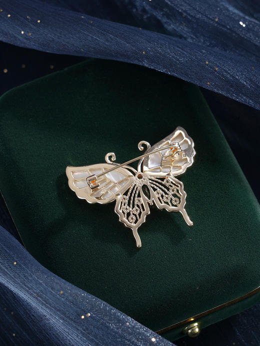 子佩集【蝴蝶之夏】珍珠惜王妃胸针【ZXXZ002】镀金白贝母2601 商品图7