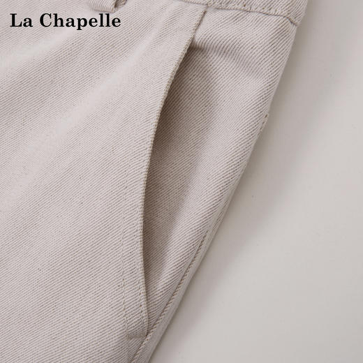 天猫同步【磨毛工装风牛仔】拉夏贝尔/La Chapelle高腰后松紧大口袋显瘦百搭直筒阔腿裤 商品图2