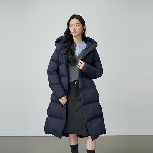 NEELLY纳俪商场同款冬季新款宽松休闲长款羽绒服女90鹅绒保暖外套N25124L03324 商品图2