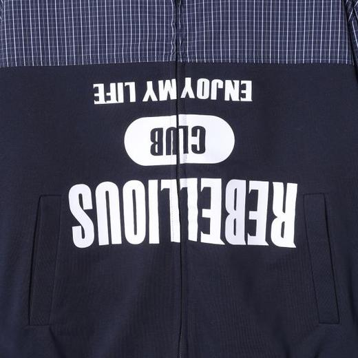 36002SDSA秋冬新款痞帅男装美式拼接撞色印花字母拉链连帽卫衣开衫百搭 商品图3