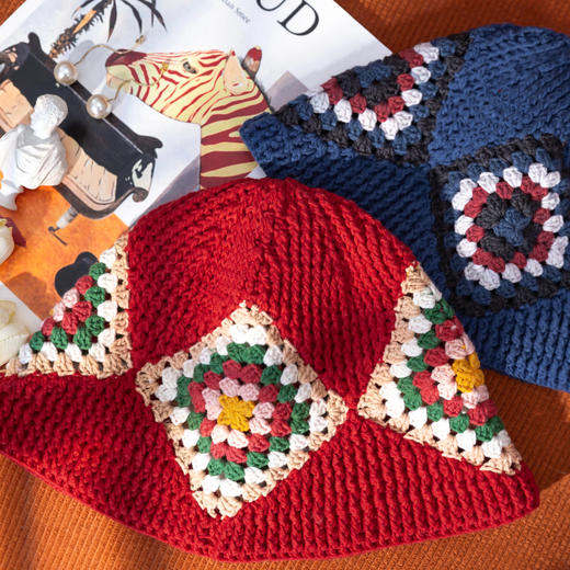 苏苏姐家星斑渔夫帽手工DIY编织钩针帽魔方4股棉毛线团材料包 商品图2
