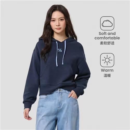 佐丹奴女装25年【卢正义同款】棉质毛圈布连帽抽绳卫衣05325620 商品图11