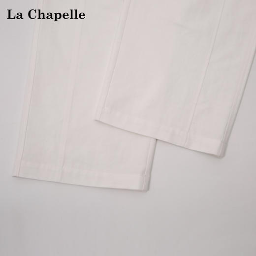拉夏贝尔/La Chapelle刺绣裤袢休闲裤弧形裁剪设计感阔腿裤高腰显瘦 商品图4