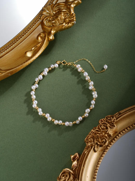 子佩集【珠润芳华】银S925珍珠惜王妃手链【SGB0750002】3.5mm珠镀金2601 商品图4