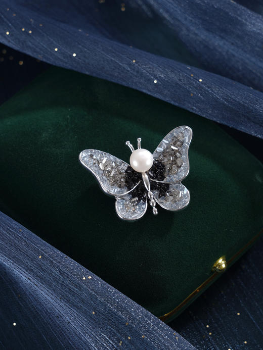 子佩集【蝴蝶沧海】珍珠惜王妃胸针【ZXXZ004】7.5mm珠黑蝶2601 商品图4