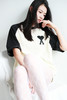 黑白拼接tee，胸口刺绣工艺。插肩袖设计全棉法式情侣半袖E010860 商品缩略图8