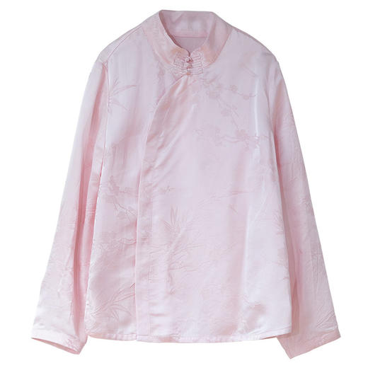 牧衣游原创 提花真丝混纺衬衫新款立领简约轻盈新中式上衣 清朗 商品图4