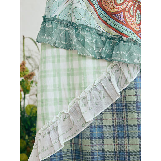 两三事 春野森会 2026春季新款小清新拼布印花荷叶边半身裙 商品图2