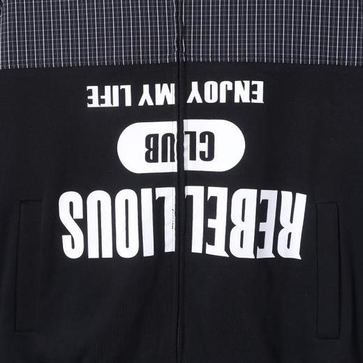 36002SDSA秋冬新款痞帅男装美式拼接撞色印花字母拉链连帽卫衣开衫百搭 商品图3