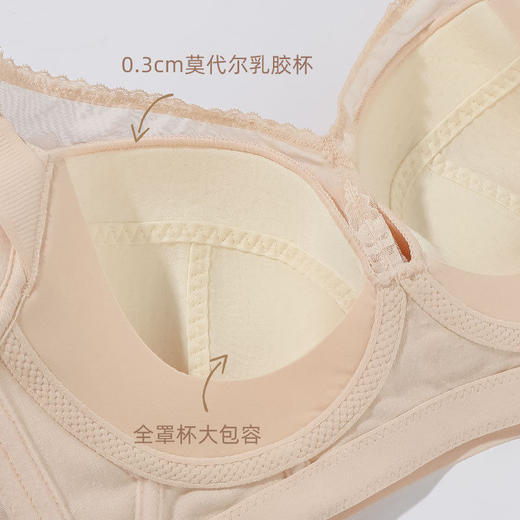 ZYQ-510  大胸显瘦文胸乳胶舒适透气性感蕾丝五排扣调整型薄款大码内衣女士（单件） 商品图3
