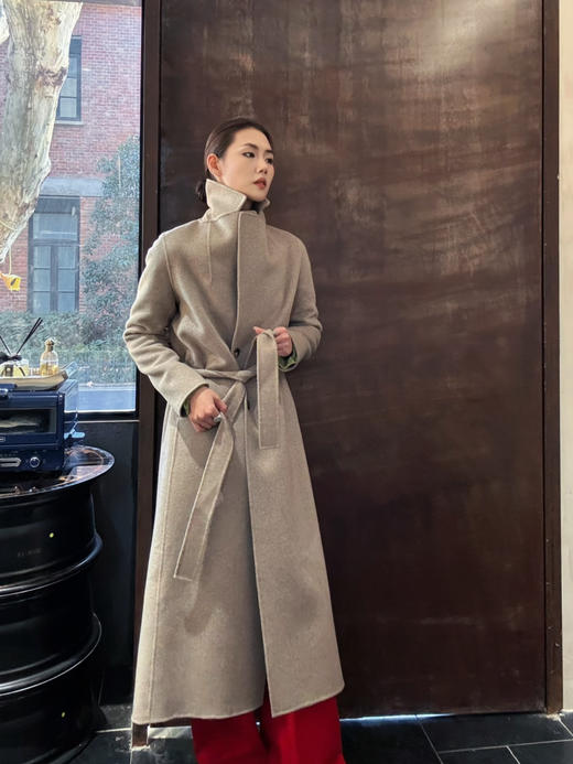 【高级定制】噢蜜ooomeooo纯羊绒翻领手工大衣 商品图1