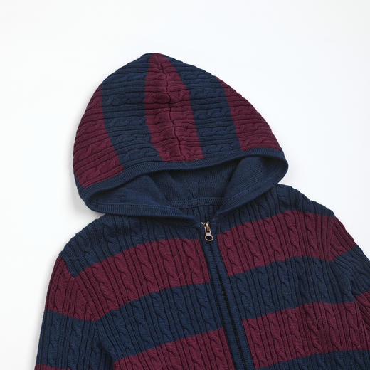 ROMI STUDIO"校园卫衣"复古条纹针织立体绞花连帽外套 RWDSW62046 商品图4