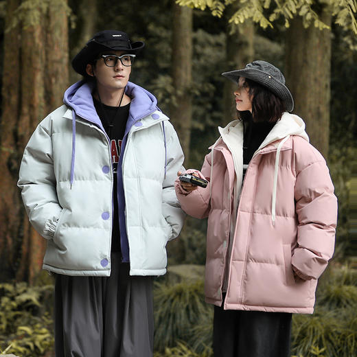 比羽绒服还保暖的棉衣！【情侣款假两件三防棉服】防水防污防风抗寒 宽松港版剪裁 可抵御-15°寒冷 防风连帽设计 双层门襟 双层保暖锁暖 时尚多色选择！ 商品图8