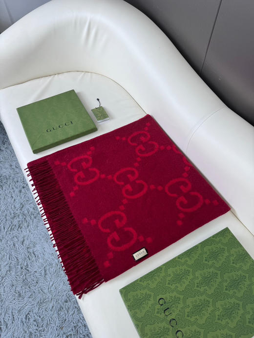 秋冬特惠💰260 古驰围巾 大G流苏 新爆款  经典双大g 双面提花流苏围巾 商品图3