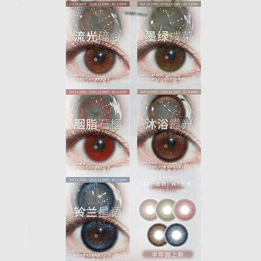 【活动】Liliyacon半年抛 新品 流光碎金/墨绿咸菜/胭脂石榴/沐浴霞光/铃兰星语 原木核桃/水泥珍珠/一颗琥珀/落日松木/青涩橄榄/金碧琉璃/忧郁星球/萤火虫光 大直径萝莉风 日常轻混血美瞳 商品图1