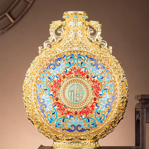 朱炳仁铜 | 花丝系列 富贵莲绵瓶 商品图2