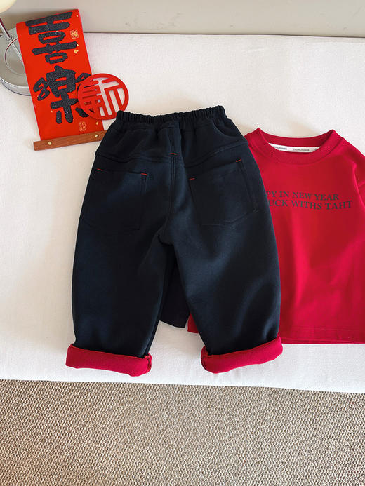 【新年暖装备❗️轻柔不臃肿】2026马年新年春节冬新款帅气百搭男童加绒休闲裤时髦保暖简约直筒裤新品。jc 商品图4