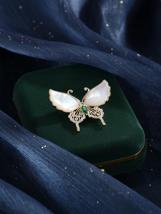 子佩集【蝴蝶之夏】珍珠惜王妃胸针【ZXXZ002】镀金白贝母2601 商品图3